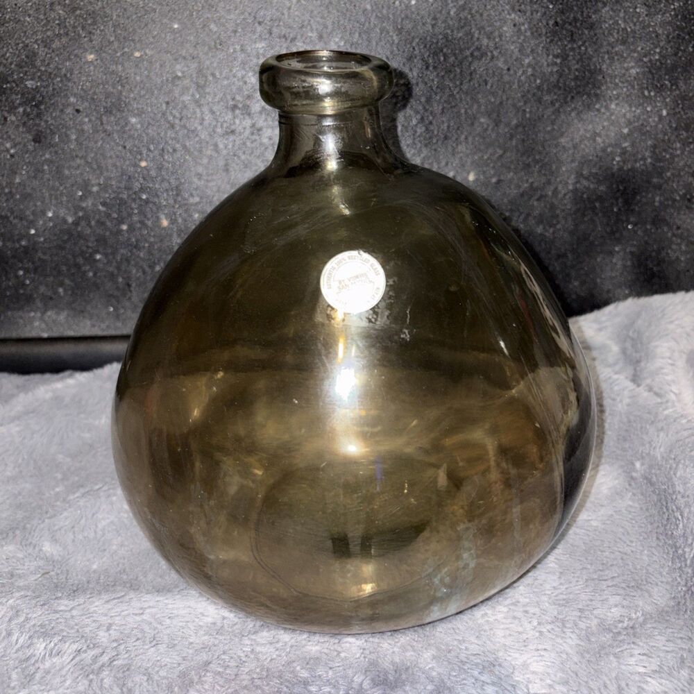 Recycled Smoky Glass Vase Hand Blown, By Vidrios, San Miguel Coop. V. Hand Made